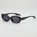Retro black oval sunglasses with thick frames and dark lenses for millenial fashion style - Black Frame Grey Lens