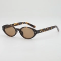 Retro oval leopard print sunglasses with silver star detail and brown lenses - Leopard Frame / Tea Lens
