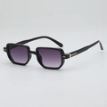 Retro square black frame sunglasses with gradient purple lenses and gold arrow hinges - Black Frame Double Gray Lens
