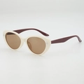 Lunettes de soleil œil de chat à monture crème et branches rouge foncé élégantes - Monture Beige Verres Thé
