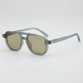 Retro pilot sunglasses with matte green translucent frame and double bridge design - Matte Green Frame Tea Lens