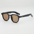 Retro-Sonnenbrille mit schwarzen Rundrahmen, braunen Gläsern und rutschfesten Bügeln - Schwarzer Rahmen Tee Gläser