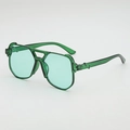 Occhiali da sole verdi oversize minimalisti con montatura pilota retrò trasparente - Montatura Verde Trasparente Lenti Verdi