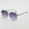 Occhiali da sole oversize grigio trasparente con lenti sfumate viola e montatura a doppio ponte - Montatura Grigia Traslucida Lenti Grigio Sfumato