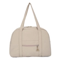 Vielseitige beige Canvas-Schultertasche mit Doppelgurten und Dreiecks-Reißverschluss - Khaki