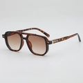 Tortoiseshell aviator sunglasses with brown gradient lenses and gold metal accents - Tortoiseshell Frame Brown Lens
