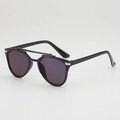 Lunettes de soleil pour enfants à monture noire et verres violets foncés, style vintage chic - Monture noire verres violets