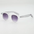 Transparent grey round frame sunglasses with purple gradient lenses and gold rivets - Transparent Frame Double Grey Lens
