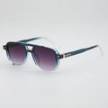 Fashion sunglasses featuring blue to transparent gradient frame and purple gradient lenses - Gradient Blue Frame Double Gray Lenses