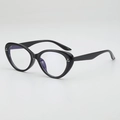 Lunettes œil-de-chat noires avec détails argentés et verres anti-lumière bleue - Monture Noire Verres Transparents