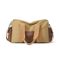 Borsa da viaggio in tela kaki e pelle marrone con grande capacità e tasche laterali - Cachi