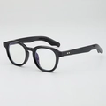 Classic black round frame sunglasses with golden rivet accents and non-slip temples - Black Frame Clear Lens