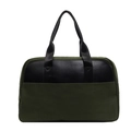 Borsa tote minimalista in tela verde militare con finiture in pelle nera capiente - Verde