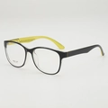 Fashionable round TR90 eyeglasses frame in black and yellow contrast color design - Transparent Black Yellow Frame Plano