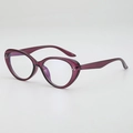 Lunettes œil-de-chat violet translucide avec accents argentés et verres clairs - Monture Violette Lisse