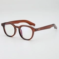 Retro round frame sunglasses in translucent brown finish with silver rivet details - Dark Tea Frame Clear Lens
