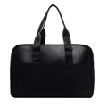 Borsa tote nera minimalista in ecopelle e tela patchwork per il pendolarismo quotidiano - Nero
