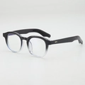Retro round glasses frame featuring black to transparent gradient finish and metal rivets - Top Black Bottom Transparent Clear Lens