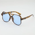Occhiali da sole aviator retrò con montatura leopardata e lenti azzurre alla moda - Montatura Leopardata Lente Blu
