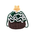 Handmade crochet Christmas tree shoulder bag with festive green and white knit layers - Christmas Tree