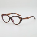 Lunettes œil de chat tendance avec motif léopard et verres anti-lumière bleue marron - Monture léopard verres clairs