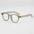 Translucent matte grey round frame glasses with anti-blue light lenses and rivet detail - Translucent Grey Frame Clear Lens