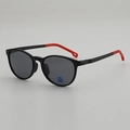 Occhiali da sole tondi neri per bambini con punte rosse e lenti scure anti-UV - Montatura Nera Asta Nero Rosso / Grigio