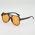 Classic black pilot sunglasses with vibrant orange lenses and double bridge design - Black Frame Orange Lens