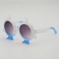 Blue and white gradient cartoon sunglasses for children with cute character feet and round lenses - White and Blue Gradient