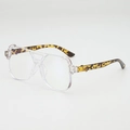 Minimalist aviator sunglasses with transparent frames and tortoiseshell temples - Transparent Frame Clear Lens