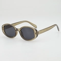 Lunettes de soleil ovales rétro marron translucide avec rivets étoiles dorés - Vert Olive Gris