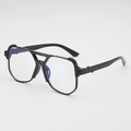 Classic black oversized pilot sunglasses with trendy double bridge frame design - Black Frame Clear Lens
