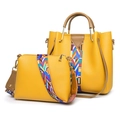 Set borsa tote in pelle PU giallo brillante con tracolla intrecciata stile boho - Set di borse a spalla / Giallo