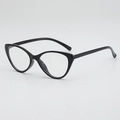 Montatura occhiali cat-eye nero lucido con elegante vista laterale a 45 gradi di classe - Montatura nero lucido lenti trasparenti