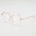 Pink oversized transparent frame sunglasses with trendy double bridge design - Transparent Pink Frame Clear Lens
