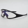 Futuristic matte black sports sunglasses with blue-purple polarized wrap lenses - No Internal Ring - 0 Degree (Myopia) / Black Frame Photochromic Grey Lens