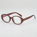 Oval amber brown eyewear frame with gold cross rivets and transparent anti-blue lenses - Dark Tea Frame Clear Lens