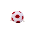 Plush soccer shaped crossbody bag in red and white with a gold chain strap - White & Red (Football Pattern)