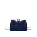 Donkerblauwe avondtas met pailletten, geplooid ontwerp en gouden sluiting met strass - Blauw
