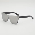 Kinder-Schild-Sonnenbrille mit silber verspiegelten Gläsern und schwarzem Rahmen - Schwarzer Rahmen Silberspiegel