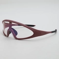 Matte dark red aerodynamic cycling sunglasses with clear anti-reflective lenses - No Internal Ring - 0 Degree (Myopia) / Purplish Red Frame Photochromic Gray Lens