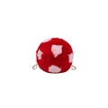 Spherical red plush crossbody bag with pink polka dots and gold chain strap - Red (Heart Pattern)