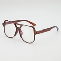 Vintage oversized sunglasses with translucent brown frames and double bridge design - Dark Tea Frame Clear Lens