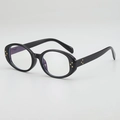 Chic black oval sunglasses with golden cross accents and a stylish vintage aesthetic - Black Frame Clear Lens