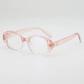 Chic oval sunglasses with pink gradient frames and small gold floral stud details - Pink to Transparent Gradient Frame Clear Lens