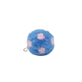 Blue and pink polka dot plush spherical bag charm with a metal chain accessory - Blue (Polka Dot)
