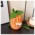 Handgefertigte Häkeltasche in Ananasform, bunte Schultertasche in Gelb, Orange und Rosa - Gelb