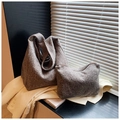 Bolso tote de fieltro topo con estuche a juego sobre blazer beige, diseño chic de otoño - Gris (Conjunto de 2 Piezas)