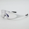 White frame sports cycling goggles with clear lenses and aerodynamic wrap design - No Internal Ring - 0 Degree (Myopia) / White Frame Photochromic Grey Lens