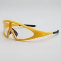 Cycling safety glasses with streamlined yellow frame and clear protective wide-view lenses - No Internal Ring - 0 Degree (Myopia) / Yellow Frame Photochromic Grey Lens